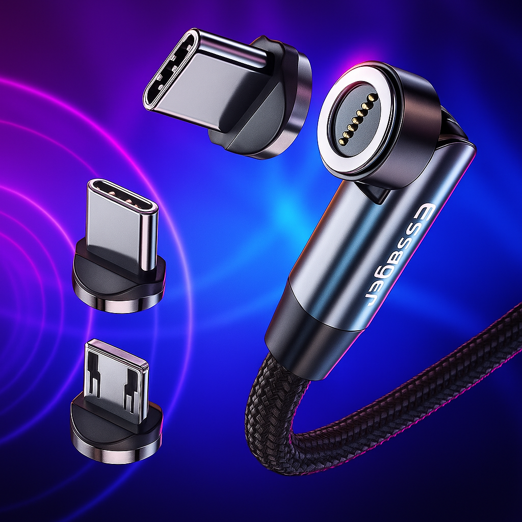 Cable Magnético Giratorio 3 en 1 Essager - Carga rápida múltiple