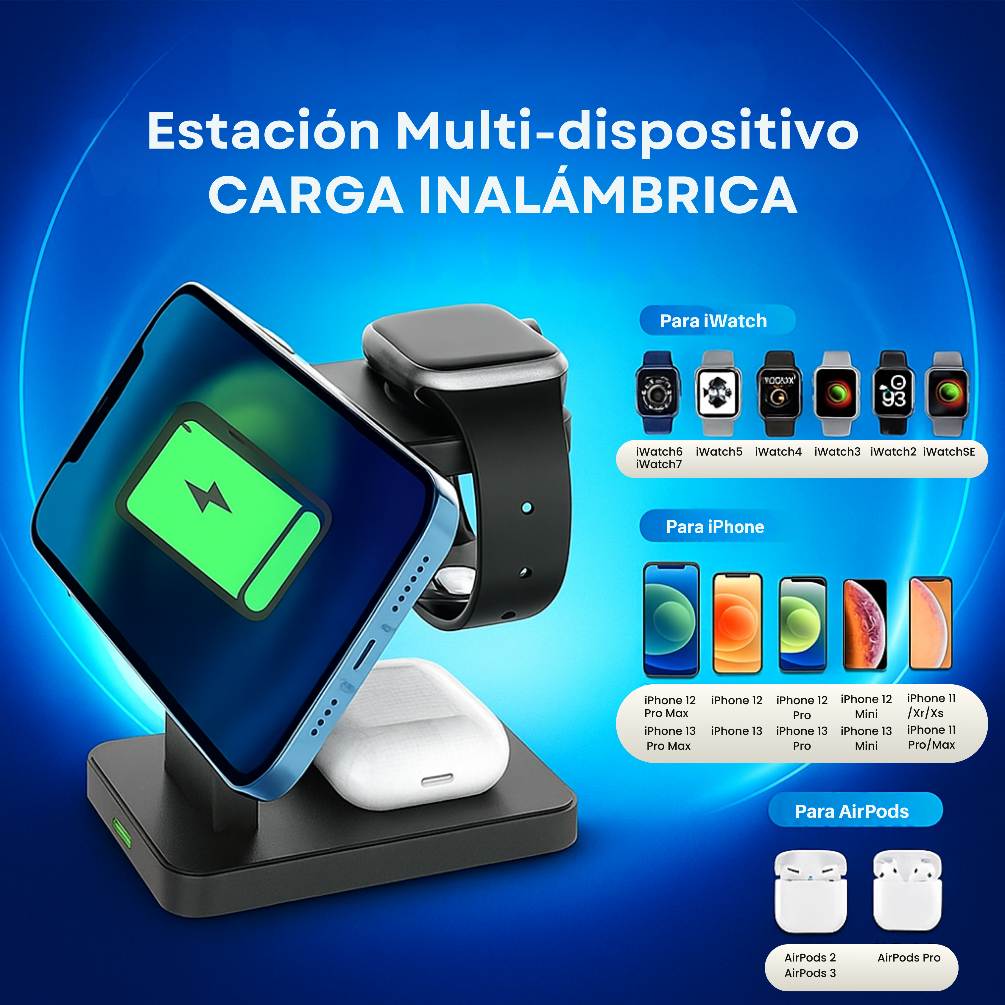 Estación de Carga MagSafe 3 en 1 – Todo en Uno para tus Dispositivos Apple
